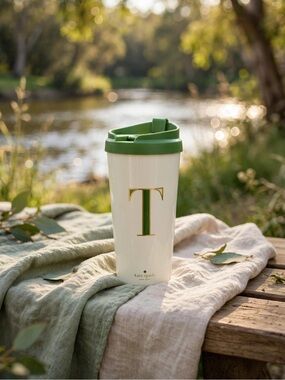 Kate Spade ♠️ Monogram “T” Travel Mug